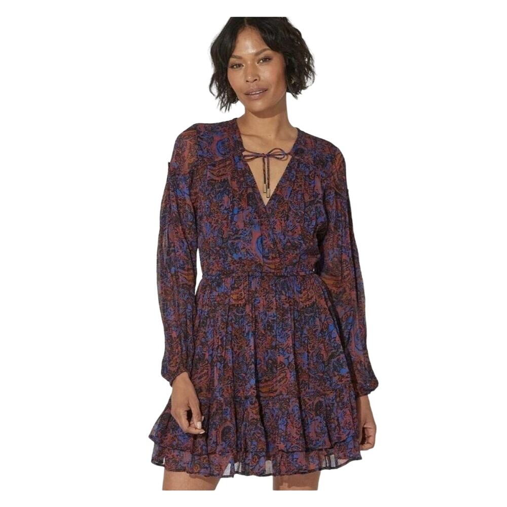 Cleobella Nisha Mini Dress Cross Front Retrograde Paisley NWT Size XS